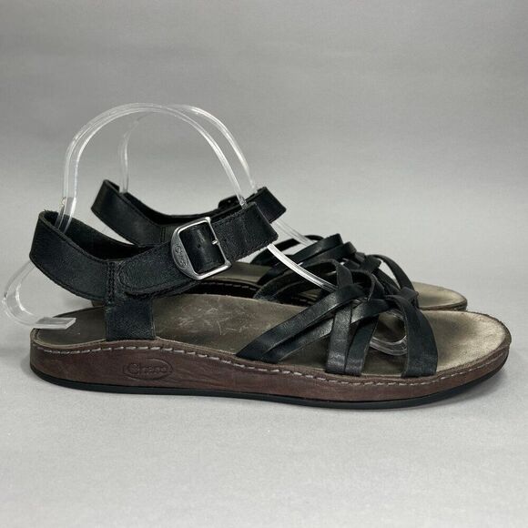 Chaco Women's Size 9 Fallon Black Leather Sandals - Picture 1 of 11